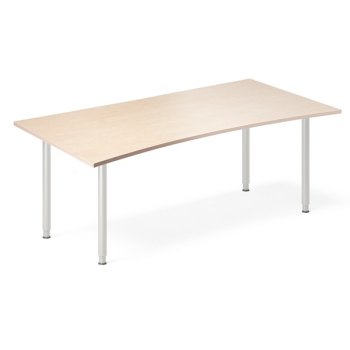 InOffice manuelt hev/senk skrivebord, bjørk, stor bue