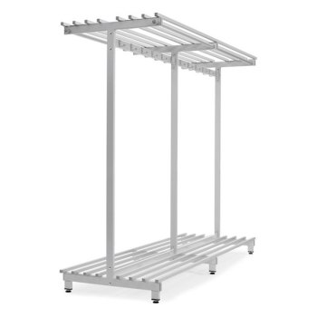 Tosidig garderobestativ med skohylle-2030x710x1770 mm (inkl. 24 kroker)