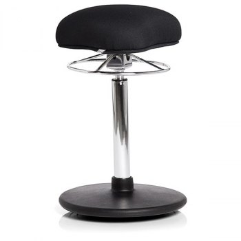 balansestol svart, hev senk stol, kontorstol, krom understell, stå stol, lav høyde, justerbar