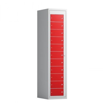 Tøyutleveringsskap, 11 rom i høyden-400 mm (1x400 mm = 11 rom)-Rød, RAL 3020